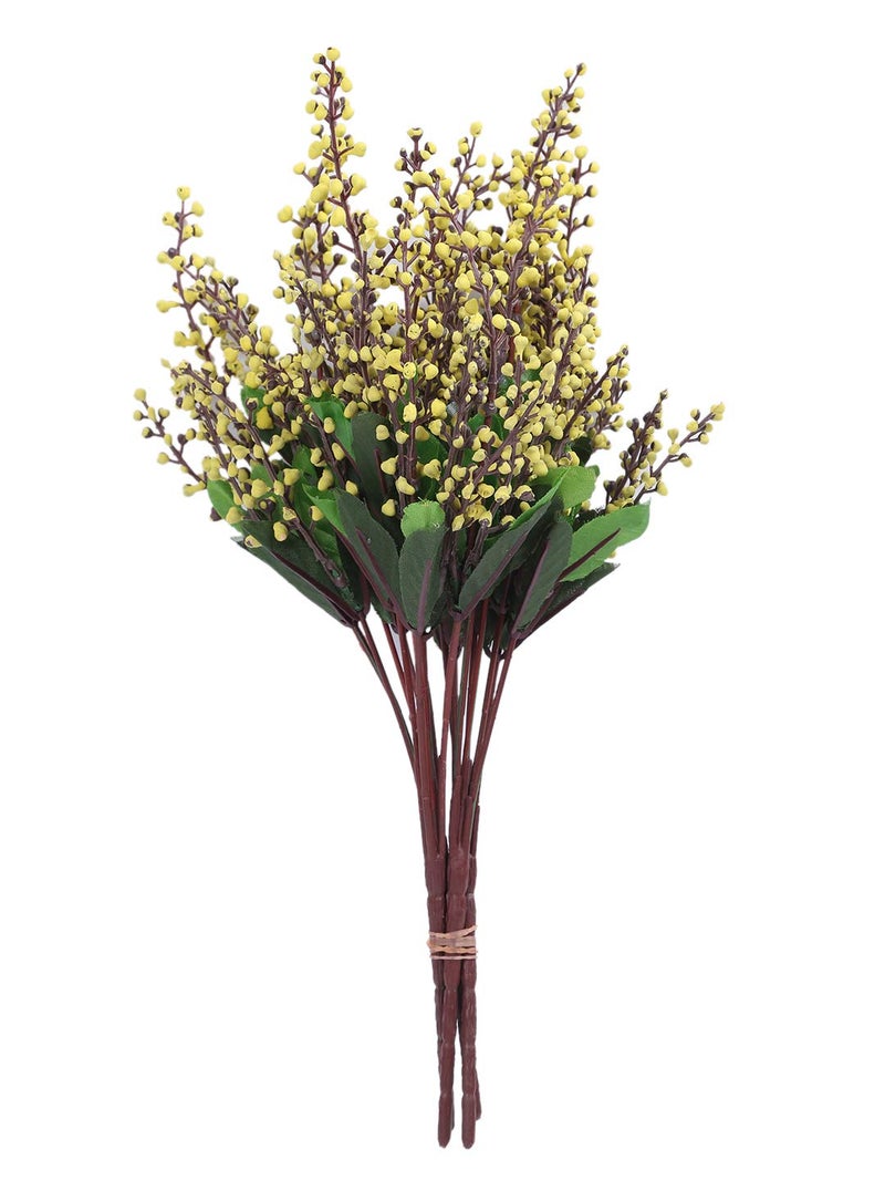 Fourwalls Artificial Polyester Mini Pearl Flower Bunche 32 cm Tall Set of 3 Yellow - Image 2