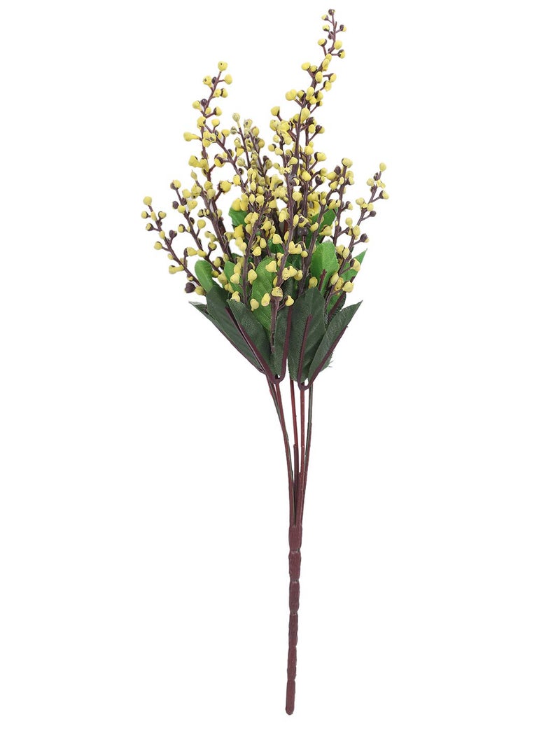 Fourwalls Artificial Polyester Mini Pearl Flower Bunche 32 cm Tall Set of 3 Yellow - Image 4