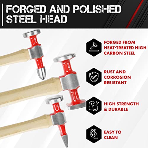 ct C&T 7 Piece Auto Body Repair Tool Hammer Dolly Set, Car Body Repair Tool Kit with Carrying Case, Hickory Handles - Image 4