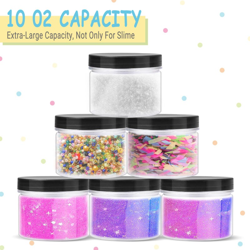 Opret 12 Pack 10oz Empty Slime Containers, Large Plastic Slime Jars with Lids and Labels Clear Storage Organizers for Slime Making, Food and Beauty Products, BPA Free - Image 5