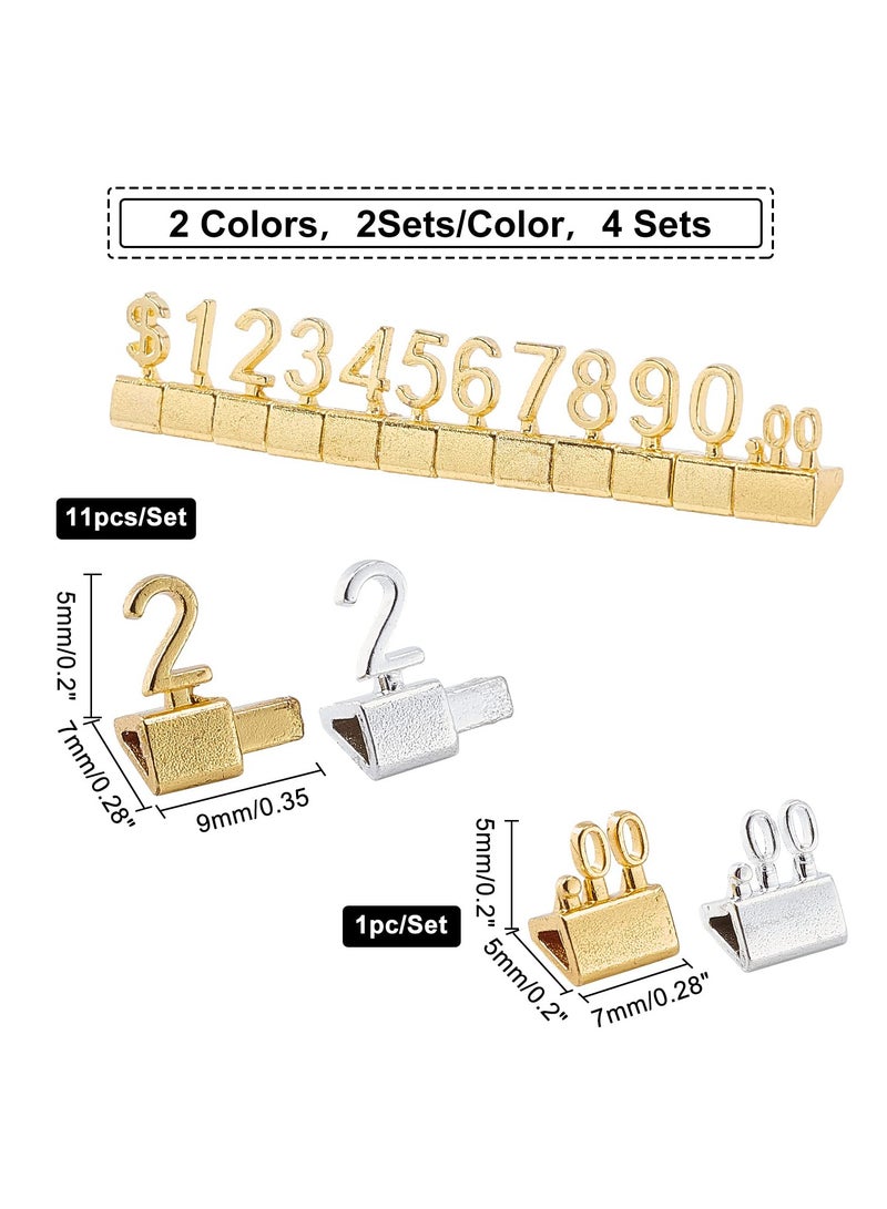 Price Labels, 4 Pieces Metal Adjustable Price Display Stand, Price Tag for Watch Ring Jewelry, Dollar Price Display Signs, Price Tags Stand Kit for Retail Shop, Jewelry Store, Counter (Gold/Silver) - Image 3