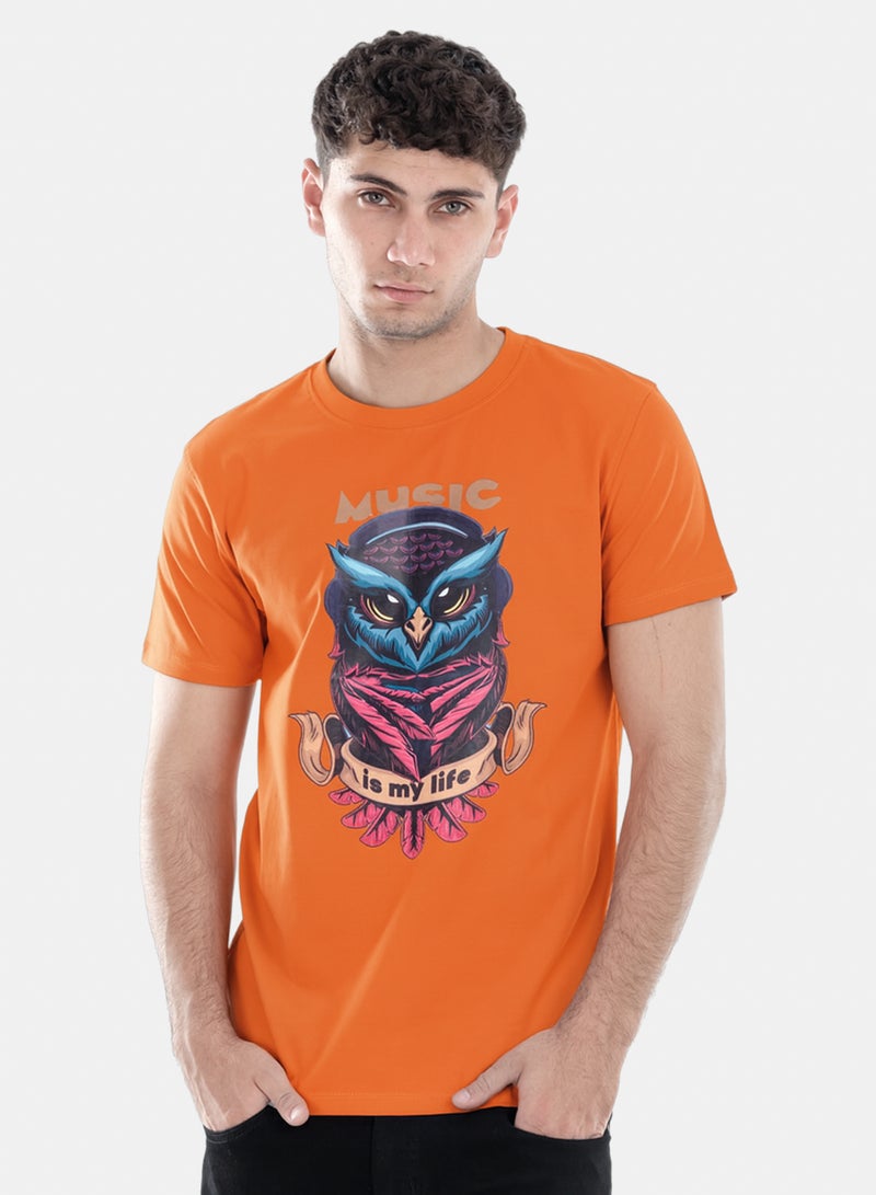 OWL T-shirt 'music Owl' Orange - Image 2