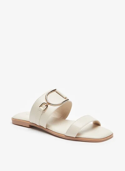 Celeste Women's Metal Accent Slip-On Flat Sandals