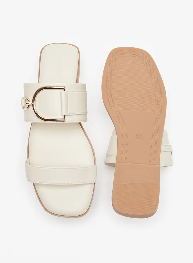 Celeste Women's Metal Accent Slip-On Flat Sandals