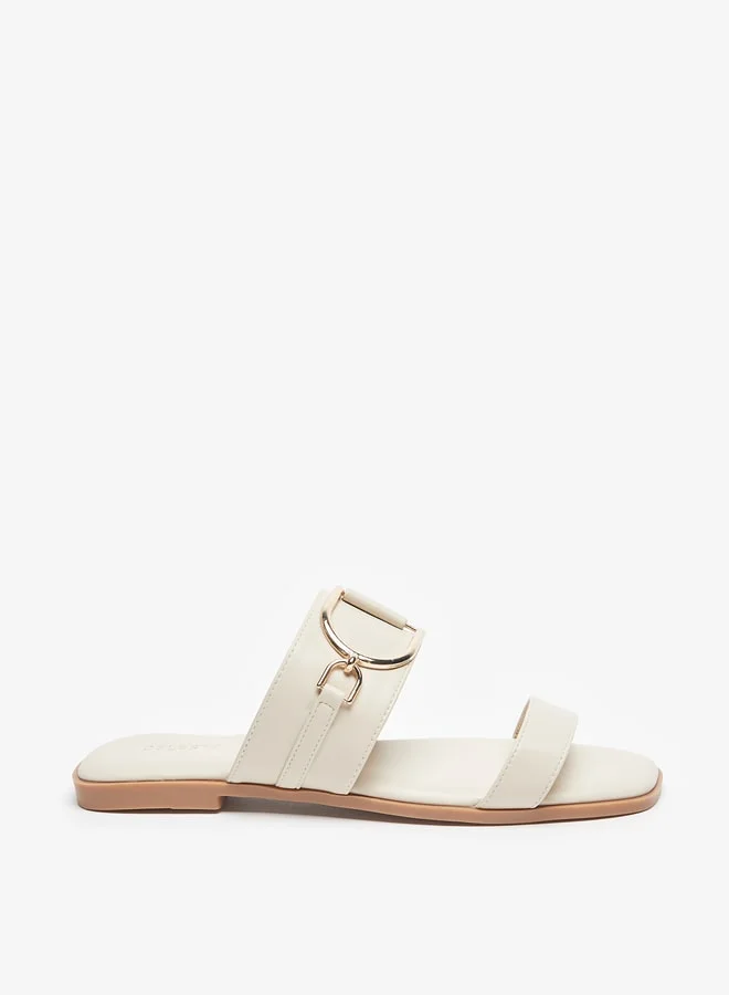 Celeste Women's Metal Accent Slip-On Flat Sandals