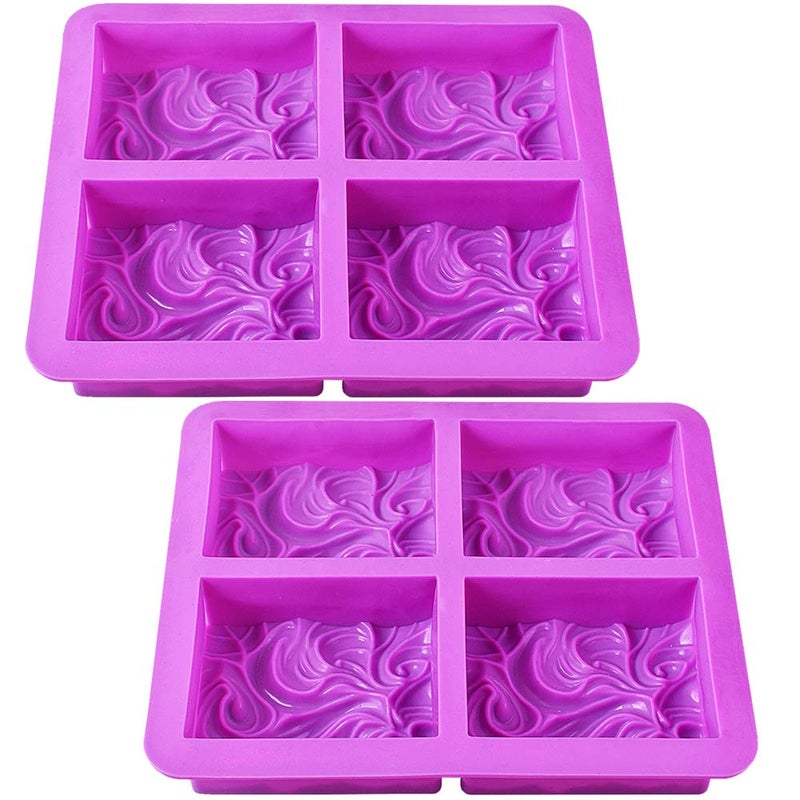 Newk Newk Silicone Soap Molds 2 Packs 4Cavities DIY Handmade Soap Molds with Ocean Wave Pattern for Milk Soap 35 Oz Cavities