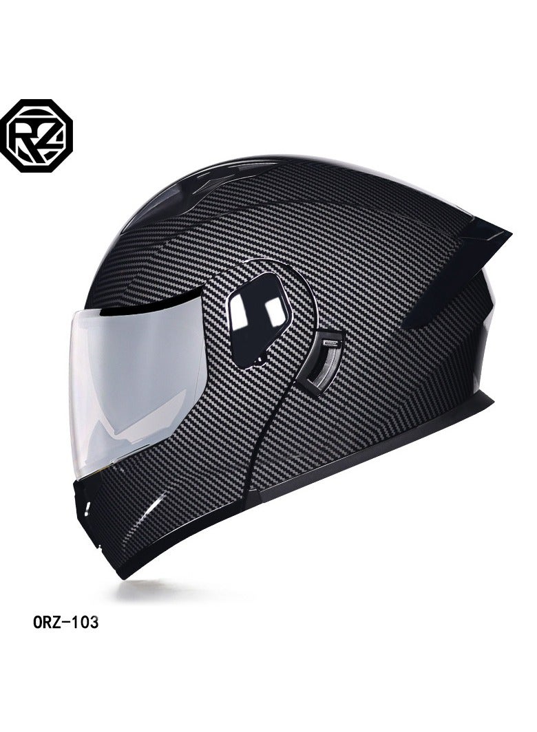 ORZ New Double Mirror Helmet Semi Full Cover Four Seasons Motorcycle Helmet 