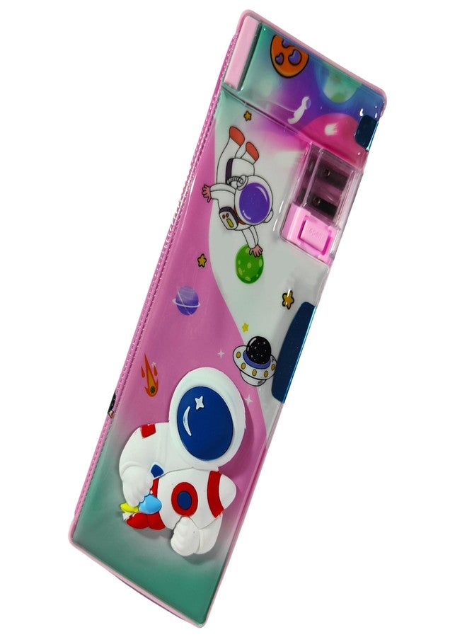 ZAFCO Magnetic Astronaut Pencil Box with Sharpner Large Capacity Space Theme for Kids Boys Girls School Going Children Stationaries Organizer Birthday Return Gift School Supplies (Pack of 1) - Image 1