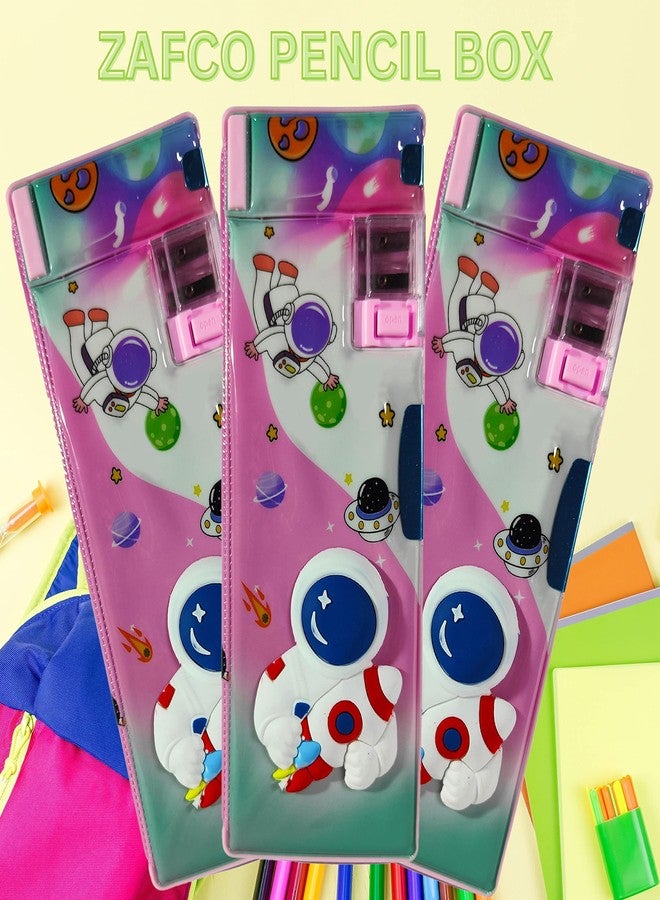 ZAFCO Magnetic Astronaut Pencil Box with Sharpner Large Capacity Space Theme for Kids Boys Girls School Going Children Stationaries Organizer Birthday Return Gift School Supplies (Pack of 1) - Image 2
