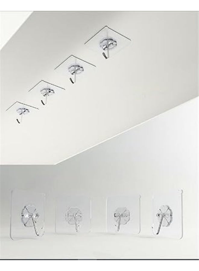 Self-Adhesive Wall Hooks – Transparent Heavy Duty Sticky Hangers, Waterproof & Oilproof Wall and Ceiling Hooks, Strong 13 lb Adhesive Hooks for Kitchen, Bathroom, Living Room, Bedroom & Dormitory - Image 1