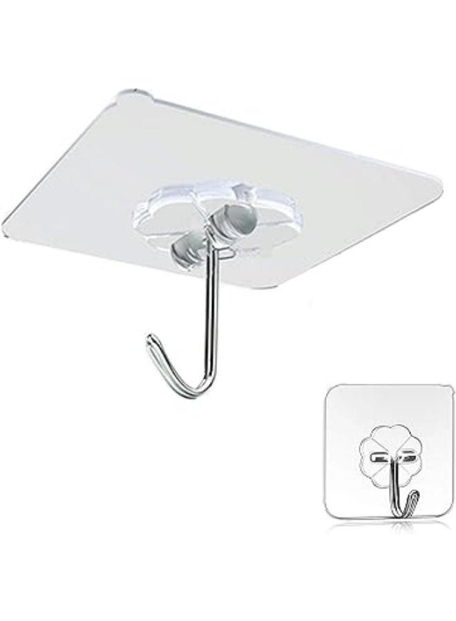 Self-Adhesive Wall Hooks – Transparent Heavy Duty Sticky Hangers, Waterproof & Oilproof Wall and Ceiling Hooks, Strong 13 lb Adhesive Hooks for Kitchen, Bathroom, Living Room, Bedroom & Dormitory - Image 2