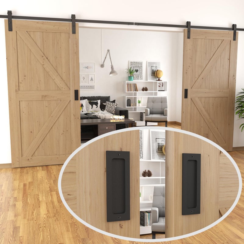 Tibres - 6" Finger Flush Pulls for Closet Pocket - Sliding Barn Door Handle Set - Pull Recessed Handle Rectangular Plate - Farmhouse Rustic Style - Matte Black - 2 Pack - Image 3