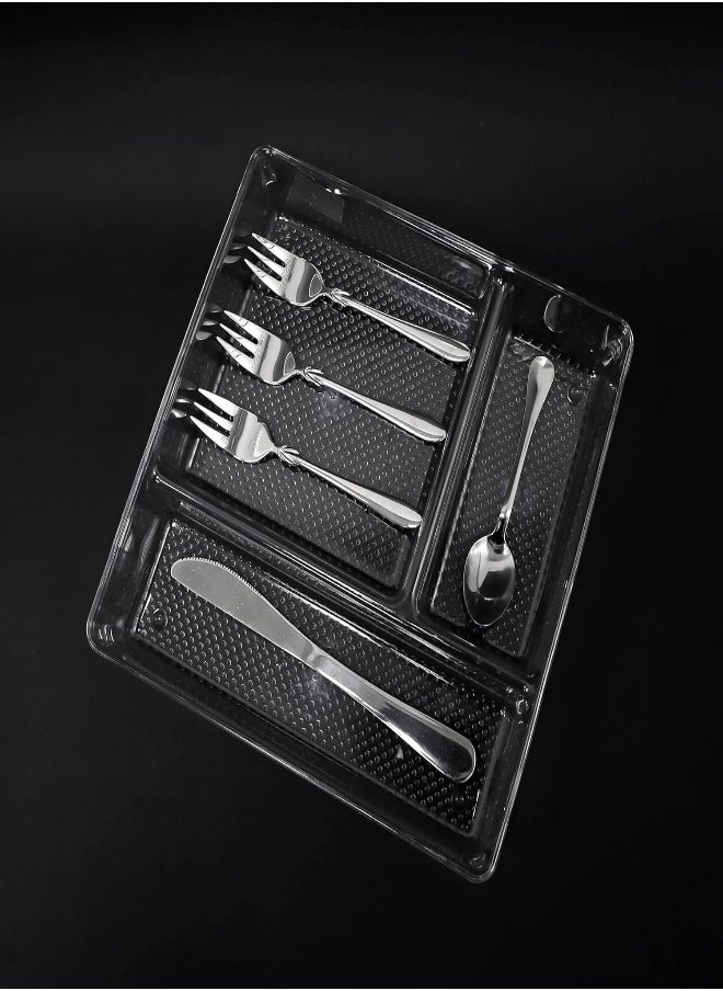 AKDC - Akdc Acrylic Cutlery Tray Clear Transparent Sturdy Drawer Organizer Utensil Trays Flatware Storage Box For Kitchen Spatulas Makeup Accessories Jewelry Dresser Bathroom Office (3-Three Division) - Image 1