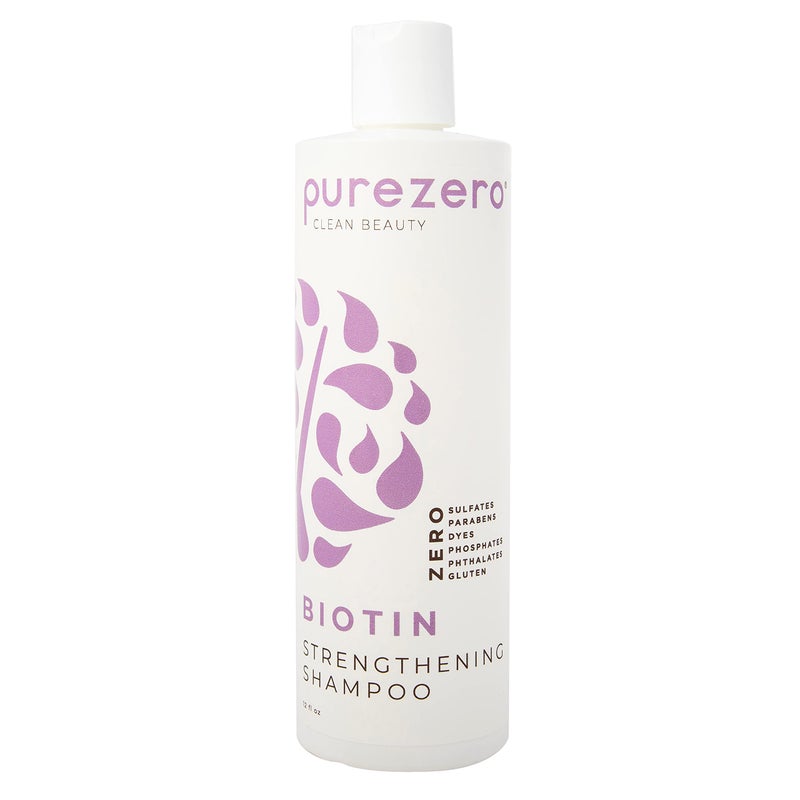 Purezero Biotin Strengthening Shampoo - 12 Fl Ounce - Volumizing, Thicker, Fuller Hair - Zero Sulfates, Parabens, Dyes, Gluten - 100% Vegan & Cruelty Free - Image 1