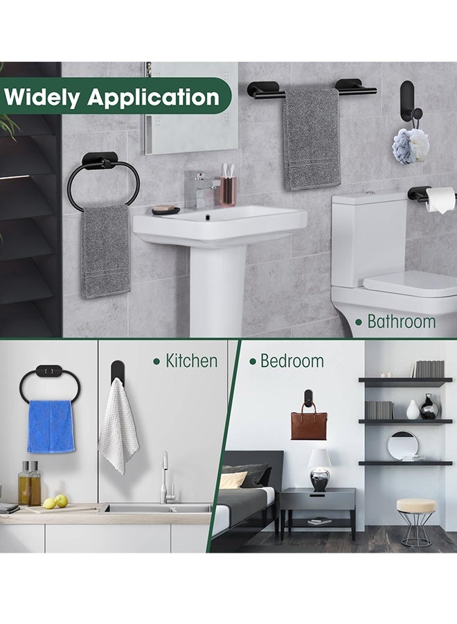 4 Pieces Bathroom Hardware Set, Matte Black Bathroom Accessories Set, 16 inch Towel Bar, Towel Racks for Bathroom, Robe Towel Hooks, Toilet Paper Holder Wall Mounted  - Image 4