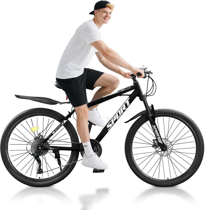 Rovyfota 26Inch Mountain Bike, 21 Speed MTB, Bicycle with High Carbon Steel Frame, Suspension Fork, Dual-Disc Brake, for Adult youth, Men Womens Bikes - Image 1