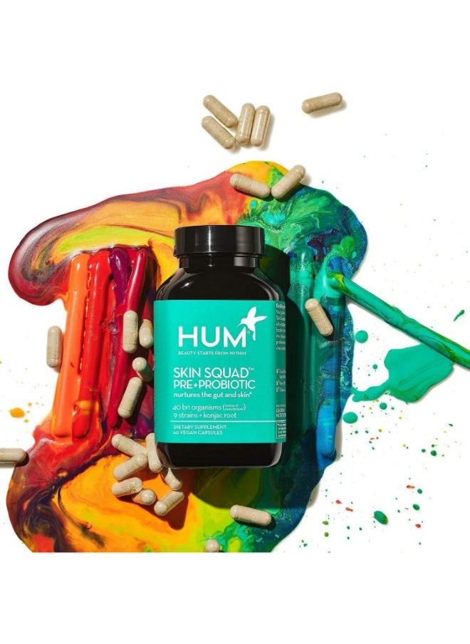 HUM - Skin Squad Pre+Probiotic Nurtures The Gut And Skin - 60 Vegan Capsules - Image 1