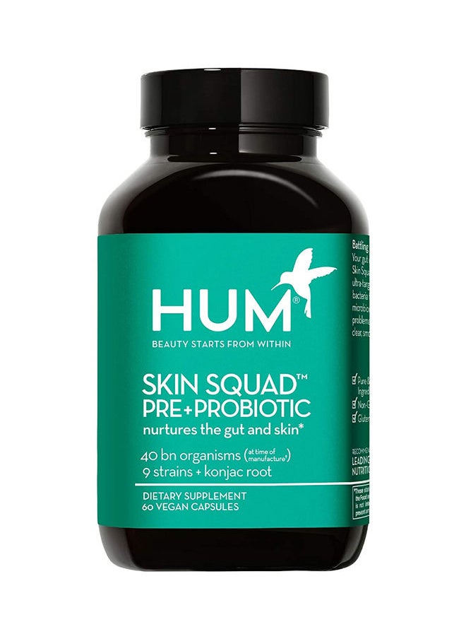 HUM - Skin Squad Pre+Probiotic Nurtures The Gut And Skin - 60 Vegan Capsules - Image 1