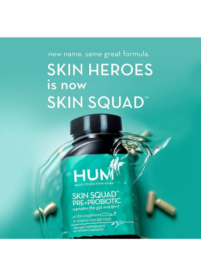 HUM - Skin Squad Pre+Probiotic Nurtures The Gut And Skin - 60 Vegan Capsules - Image 1