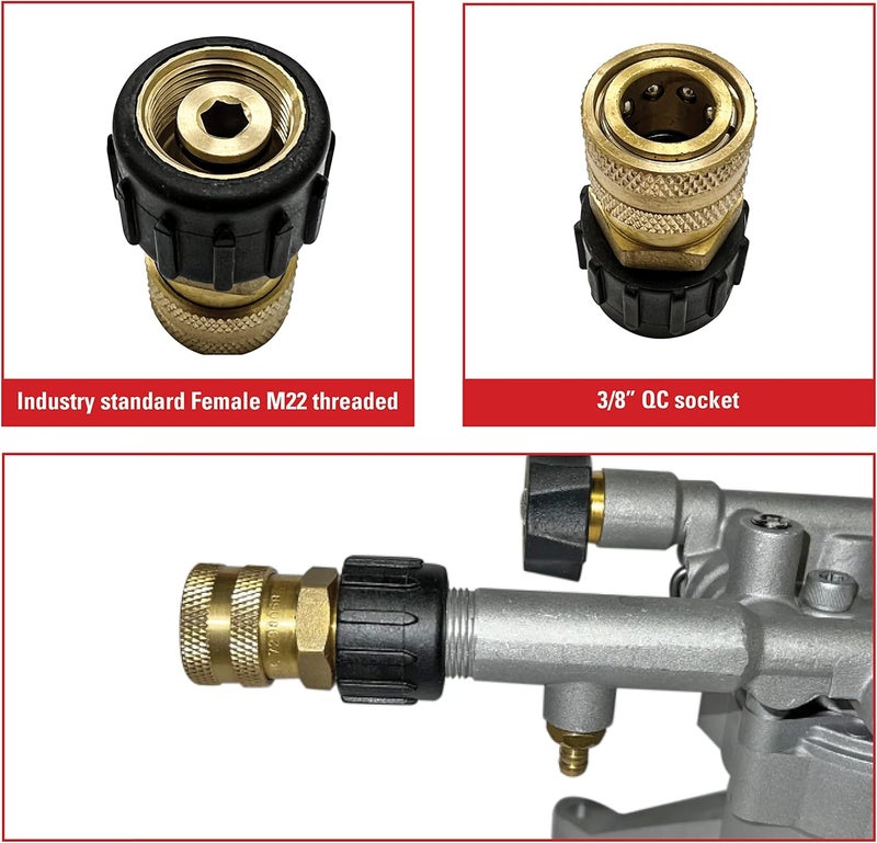 Simpson Cleaning 7200068 Replacement QC Socket for Pressure Washer Pumps Up to 4500 PSI Brass Female M22 Gold - Image 3