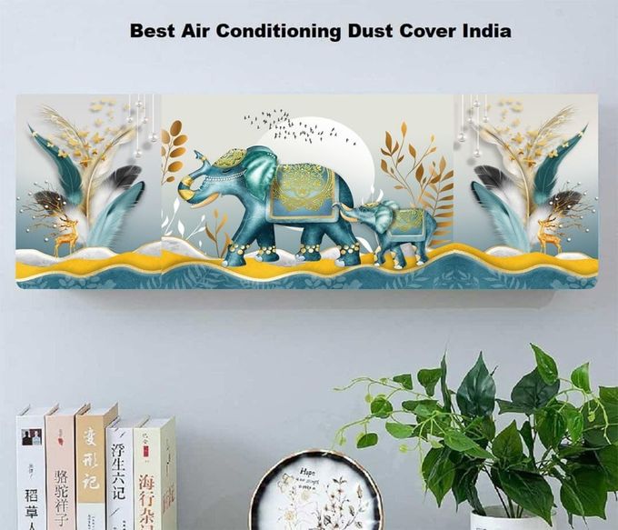 AMEEDARSHAN Polyester Elephant Printed Air Conditioning Dust Cover Folding Designer Ac Cover For Indoor Split Ac (97 X 31 X 21) - Image 2