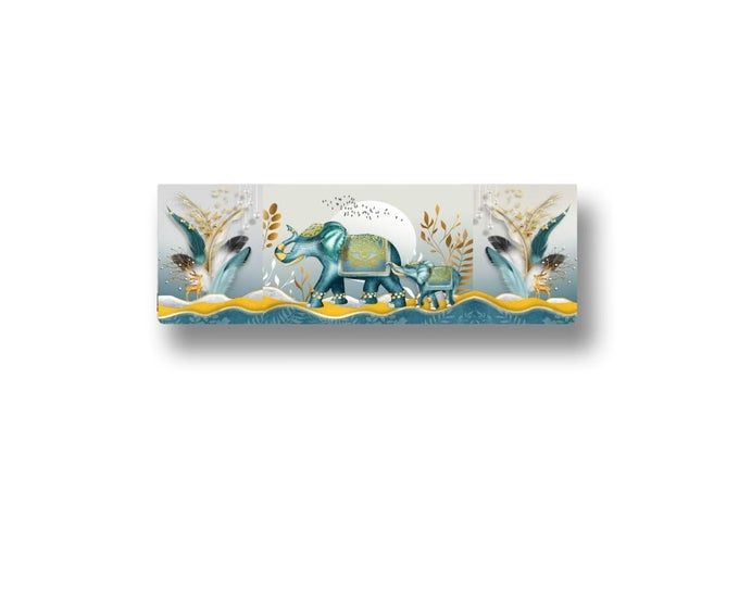 AMEEDARSHAN Polyester Elephant Printed Air Conditioning Dust Cover Folding Designer Ac Cover For Indoor Split Ac (97 X 31 X 21) - Image 1