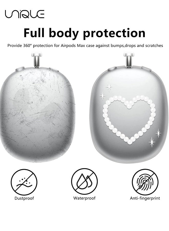 Unique - For AirPods Max Case, Pearl Heart Pattern Case, Lacquered Soft TPU Scratch Resistant Protective Ear Cups Airpods Max Headphone Case (Heart) - Image 1