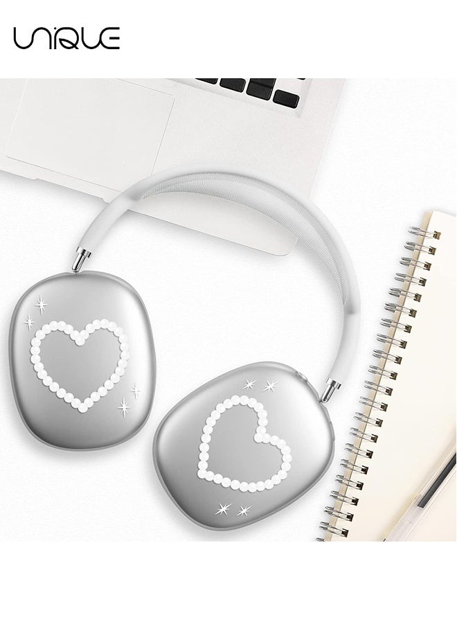 Unique - For AirPods Max Case, Pearl Heart Pattern Case, Lacquered Soft TPU Scratch Resistant Protective Ear Cups Airpods Max Headphone Case (Heart) - Image 1