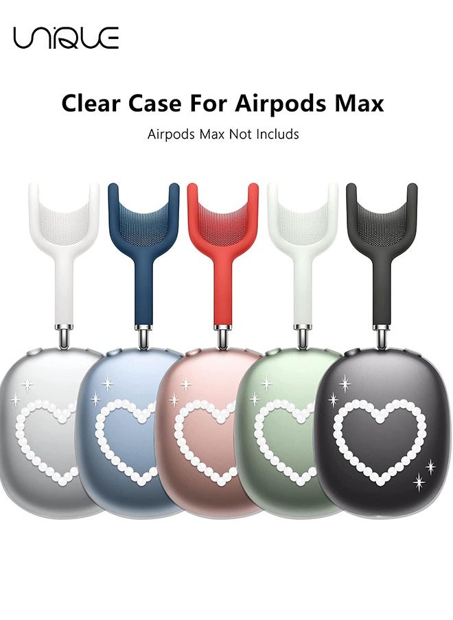 Unique - For AirPods Max Case, Pearl Heart Pattern Case, Lacquered Soft TPU Scratch Resistant Protective Ear Cups Airpods Max Headphone Case (Heart) - Image 1