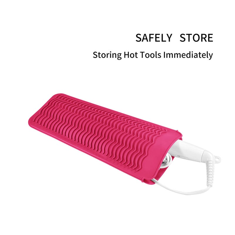 EIOKIT Heat Resistant Silicone Travel Mat Pouch for Hair Styling Tools, 2 Pack, 11 x 5 inches, Slip Resistant, Foldable, Easy-to-Clean, Multipurpose, Grey & Hot Pink - Image 4