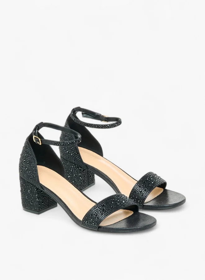 سيليست Women's Embellished Block Heel Sandals with Buckle Closure