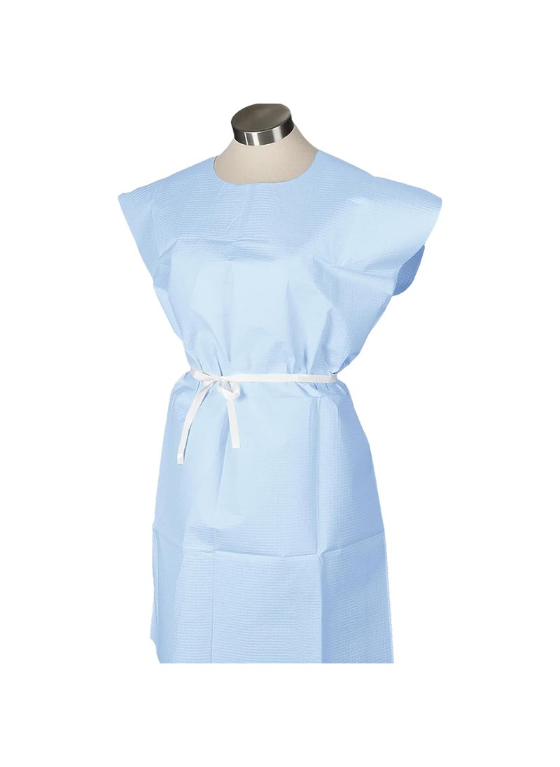 Tidi TIDI Choice Gowns Blue Pack of 50  TissuePolyTissue  OpenBack WaistTie ShortSleeve Medical Gowns  Disposable Exam Gowns  Standard Size 30 x 42  LatexFree Medical Supplies 910520  - Image 1