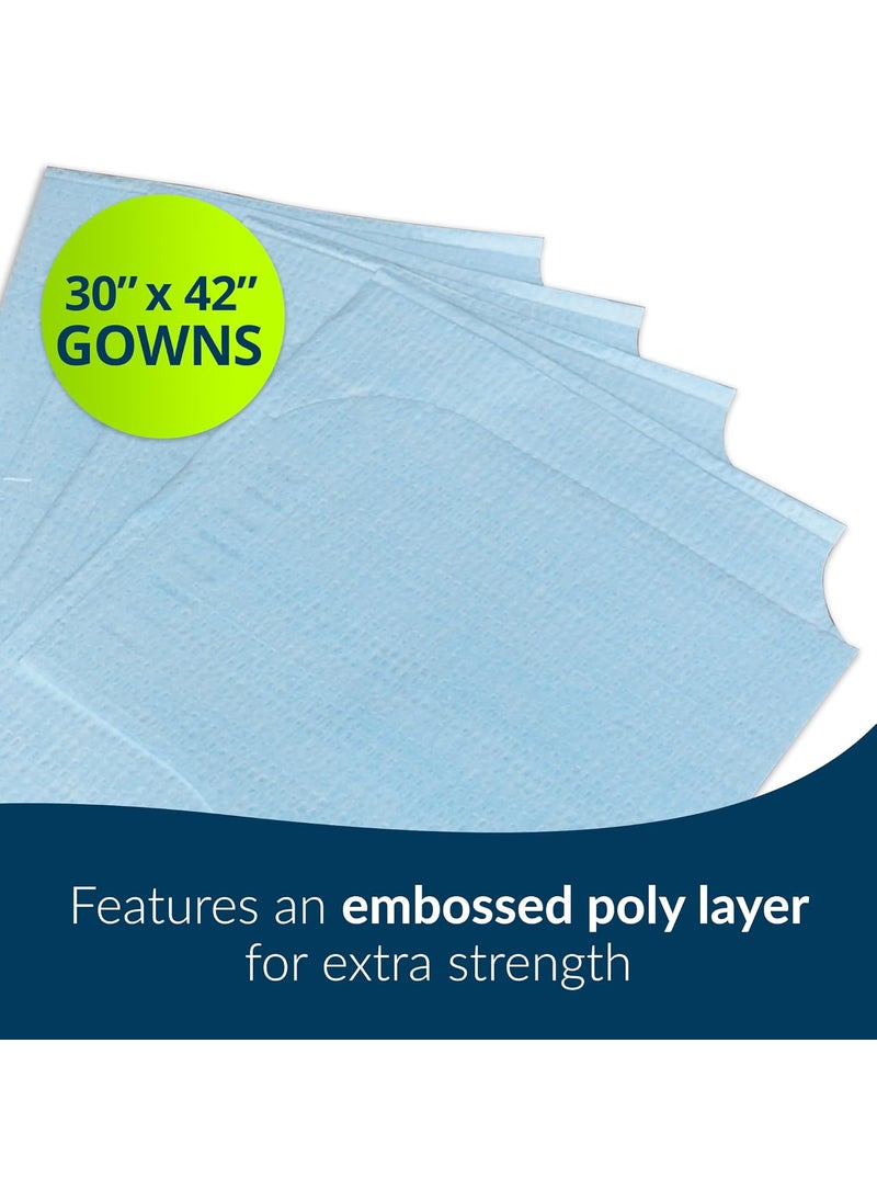 Tidi TIDI Choice Gowns Blue Pack of 50  TissuePolyTissue  OpenBack WaistTie ShortSleeve Medical Gowns  Disposable Exam Gowns  Standard Size 30 x 42  LatexFree Medical Supplies 910520  - Image 3