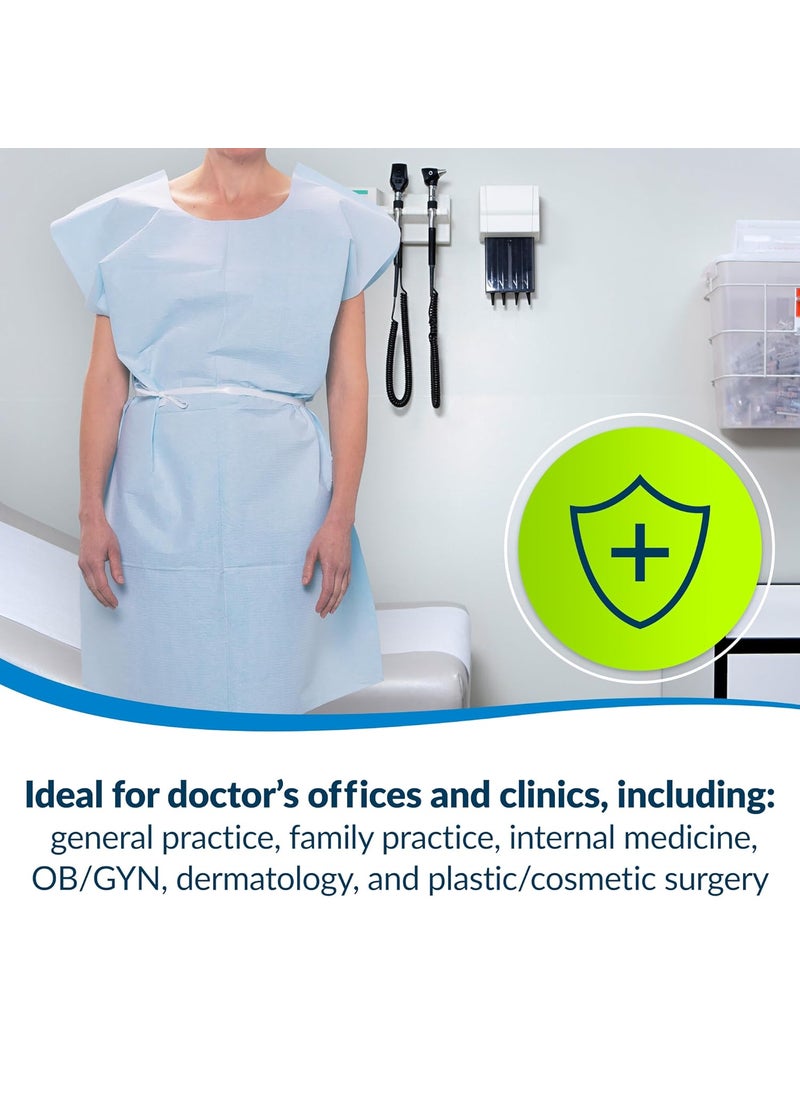 Tidi TIDI Choice Gowns Blue Pack of 50  TissuePolyTissue  OpenBack WaistTie ShortSleeve Medical Gowns  Disposable Exam Gowns  Standard Size 30 x 42  LatexFree Medical Supplies 910520  - Image 5