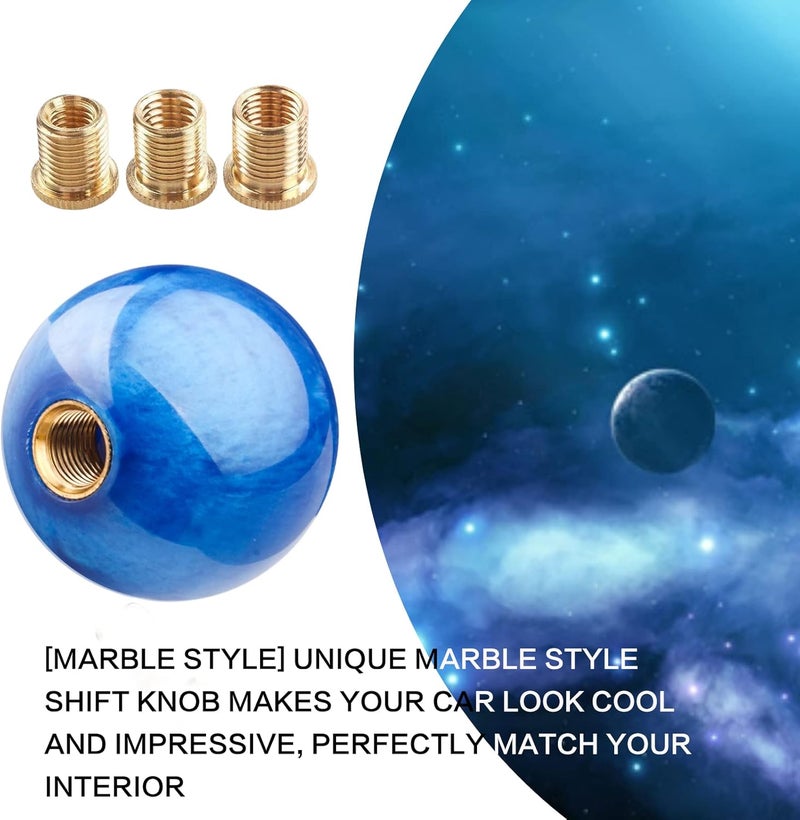 YIUIY Round Ball Shift Knob Universal Marble Style Gear Shift Knob 5 6 Speed for Manual Automatic Vehicles with Adapters Dark Blue - Image 5