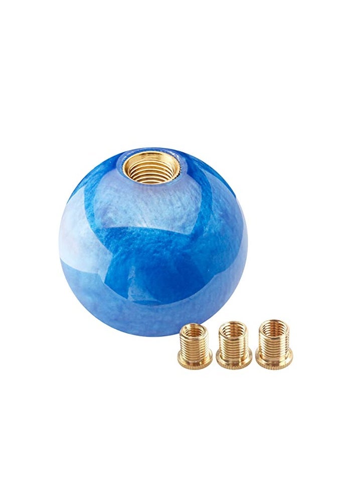 YIUIY Round Ball Shift Knob Universal Marble Style Gear Shift Knob 5 6 Speed for Manual Automatic Vehicles with Adapters Dark Blue - Image 1