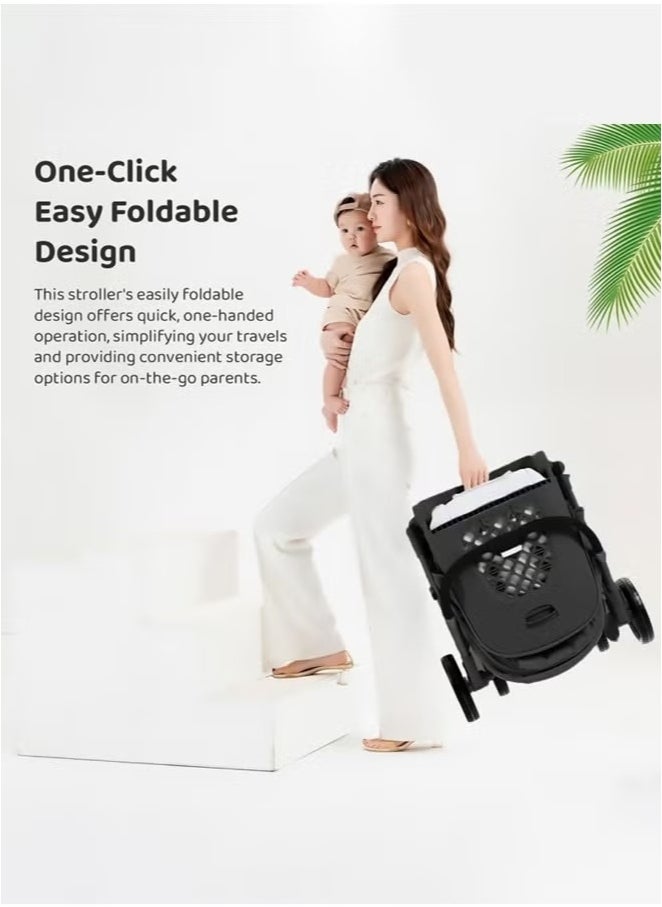 Tianrui Luxury Lightweight High-View Baby Stroller Strollers with Car Seat – Adjustable Backrest, Multi-Position Recline and Footrest, One-Hand Folding, 5-Point Safety Belt, Suitable for Travel with Newborns & Toddlers  - Image 3