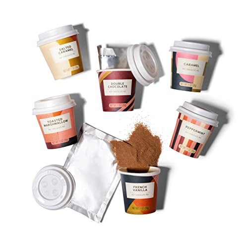 Thoughtfully Bombombs Hot Chocolate Mix Gift Set in Mini Cup Packaging Flavors Include Double Chocolate French Vanilla Peppermint Salted Caramel and More Set of 6 - Image 5