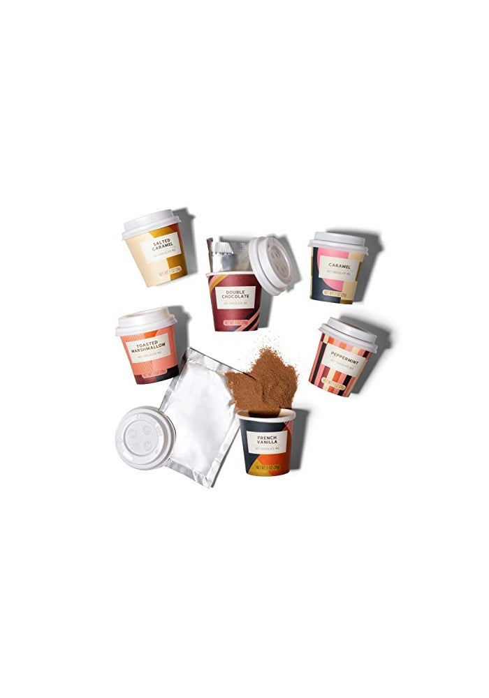 Thoughtfully Bombombs Hot Chocolate Mix Gift Set in Mini Cup Packaging Flavors Include Double Chocolate French Vanilla Peppermint Salted Caramel and More Set of 6 - Image 5