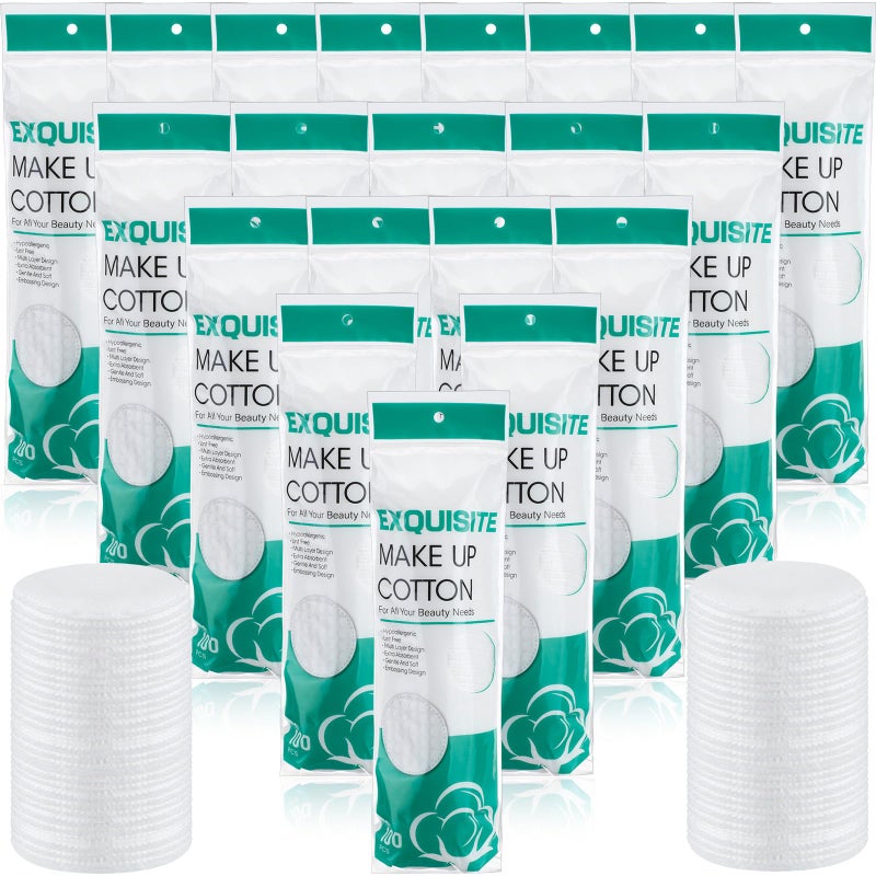 Exquisite 2000 Pcs Cotton Rounds Bulk Exfoliating Rounds for Face Makeup Remover Cotton Facial Pads for Face Makeup Removal Toner Pads - Image 1