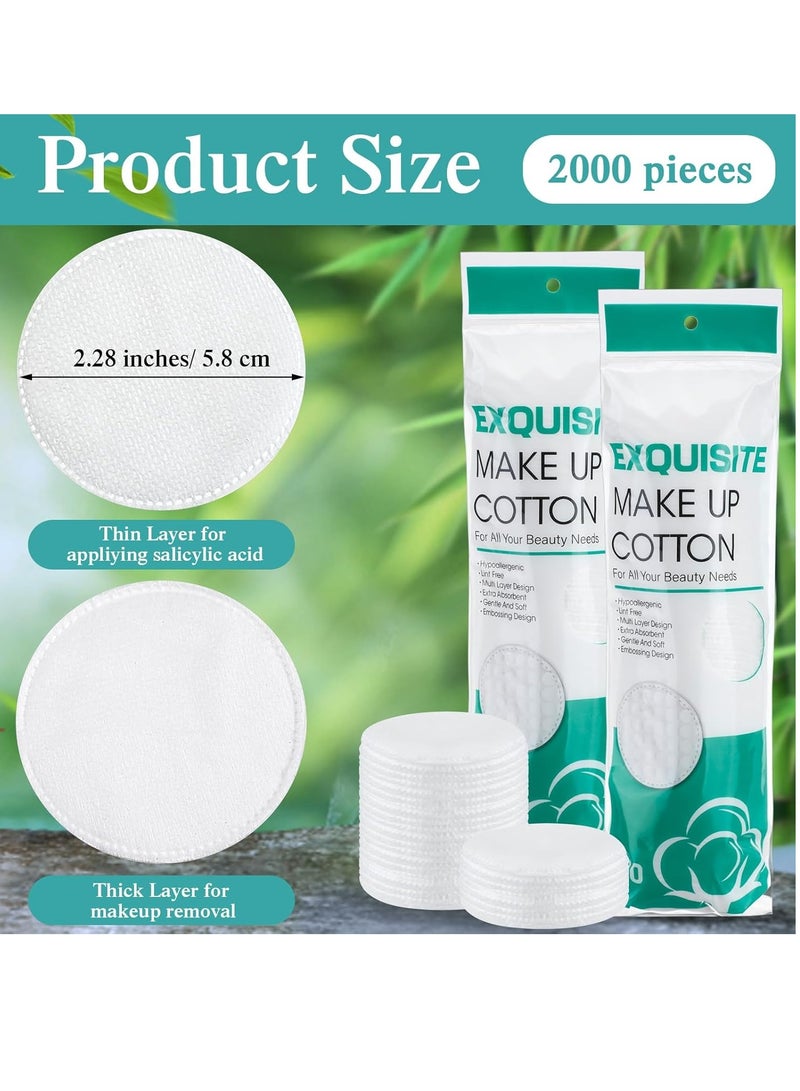 Maxcheck Maxcheck 2000 Pcs Cotton Rounds Bulk Exfoliating Rounds Cotton Rounds for Face Makeup Remover Pads Cotton Facial Pads Cotton Pads for Face Cotton Pads for Makeup Removal Toner Pads  - Image 3