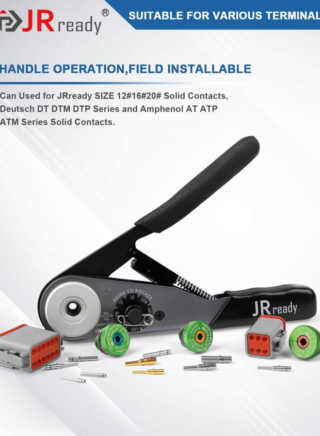 JRready Deutsch Crimp Tool ST2169 Deutsch Crimping Tool for DT,DTM,DTP and Amphenol at ATP ATM Series Size 16 20 12 Solid Pin&Soc Contacts,Closed Barrel Crimp Tool with Three Positioners - Image 4