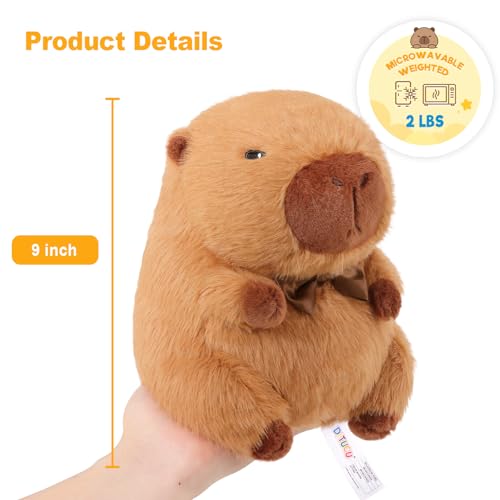 Ditucu Original Capybara Microwavable Weighted Stuffed Animal Heated Capibara Plush for Warmth Comfort Period Cramps Pain Plushies Toys Gifts for Kids Dark Brown 9 inch - Image 5