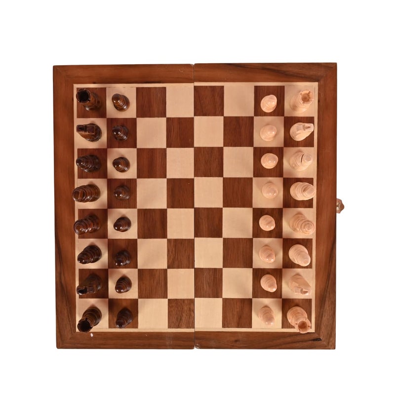 MOVEX Morex Wooden Handmade Foldable Chess Board Set with Chess Pieces for Kids & Adults – Portable & Durable Travel-Friendly Wooden Chess Set for Indoor & Outdoor Use (15 x 15 Inches) - Image 1