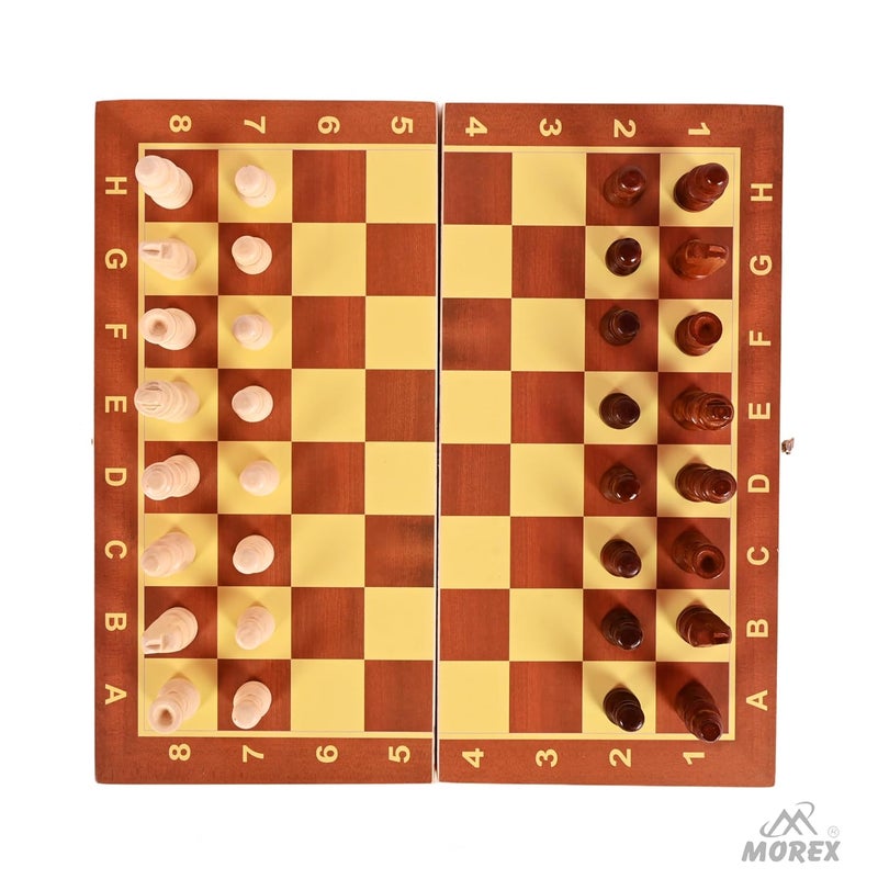 MOVEX Morex Wooden Handmade Foldable Chess Board Set with Chess Pieces for Kids & Adults – Portable & Durable Travel-Friendly Wooden Chess Set for Indoor & Outdoor Use (15 x 15 Inches) - Image 4
