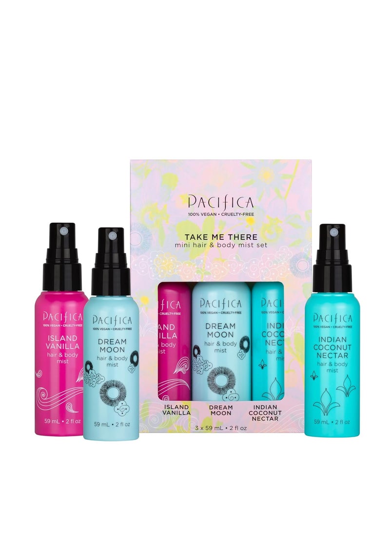 Pacifica - Pacifica Hair & Body Mist Take Me There Travel Size, Gift Set, Fragrance, Perfume Body Spray, Island Vanilla, Dream Moon, Silver Moon (Set of 3) Clean Vegan & Cruelty-Free Dermatologist Tested - Image 1