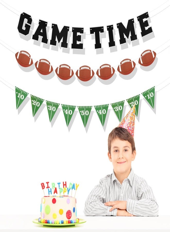 XIHIRCD 3pcs Game Time Football Banner, Football Birthday Party Decorations Football Theme Garland Sports Fantasy Football Party Decor Football Party Supplies for Superbowl Party - Image 3