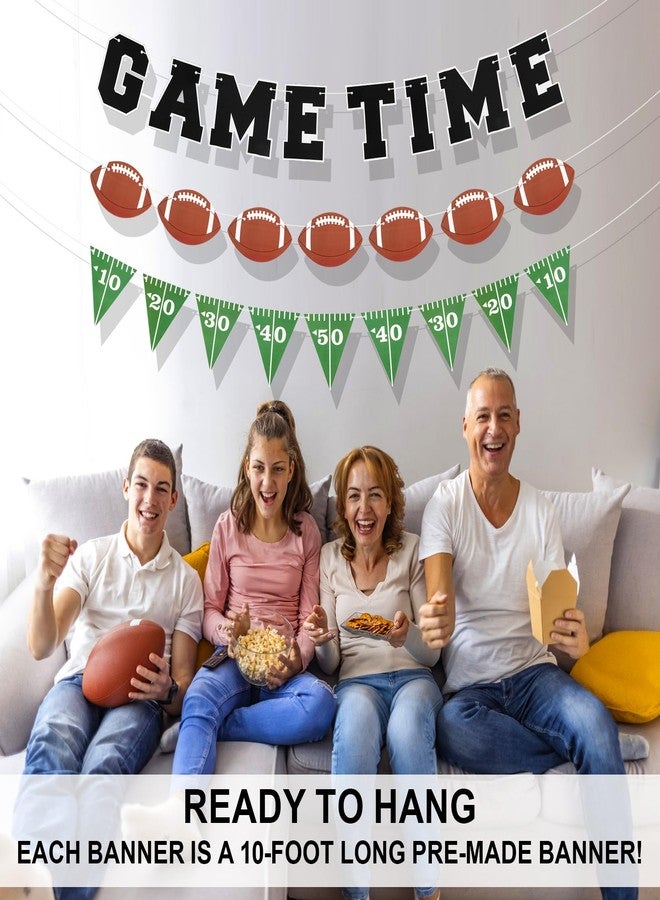 XIHIRCD 3pcs Game Time Football Banner, Football Birthday Party Decorations Football Theme Garland Sports Fantasy Football Party Decor Football Party Supplies for Superbowl Party - Image 5
