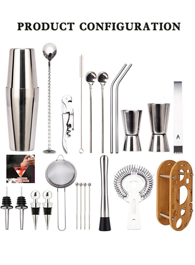 APEX Cocktail Shaker Set, 23-Piece Boston Stainless Steel Bartender Kit with Bamboo Stand & Cocktail Recipes Booklet, Professional Bar Tools for Drink Mixing, Home, Bar, Party - Image 5