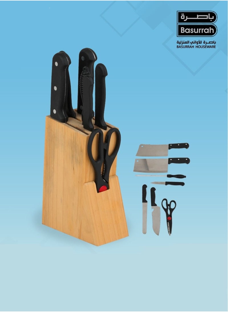 BASURRAH Style Kitchen Knife Set with Scissors and Stand 8 Pieces  - Image 1
